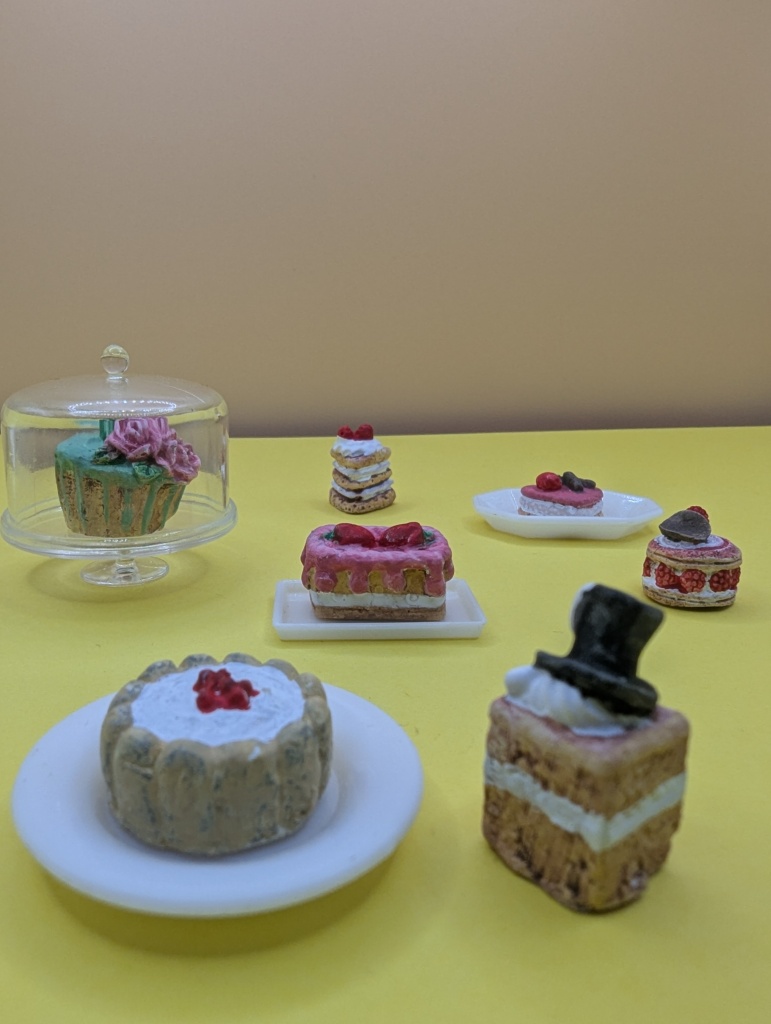 minature food collection cakes side on